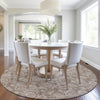 Piper Looms Chantille Floral ACN1939 Brown Machine Washable Area Rug Round Lifestyle Image Feature