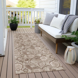 Piper Looms Chantille Floral ACN1939 Brown Machine Washable Area Rug Runner Outdoor Lifestyle Image Feature