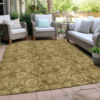 Piper Looms Chantille Floral ACN1939 Mocha Machine Washable Area Rug Outdoor Lifestyle Image Feature