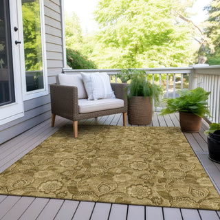 Piper Looms Chantille Floral ACN1939 Mocha Machine Washable Area Rug Outdoor Lifestyle Image Feature