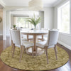 Piper Looms Chantille Floral ACN1939 Mocha Machine Washable Area Rug Round Lifestyle Image Feature