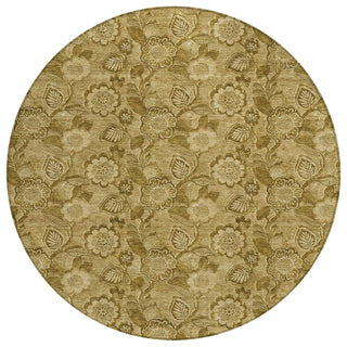 Piper Looms Chantille Floral ACN1939 Mocha Machine Washable Area Rug Round Main Image