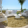 Piper Looms Chantille Floral ACN1939 Mocha Machine Washable Area Rug Round Outdoor Lifestyle Image Feature