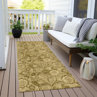 Piper Looms Chantille Floral ACN1939 Mocha Machine Washable Area Rug Runner Outdoor Lifestyle Image Feature