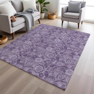 Piper Looms Chantille Floral ACN1939 Plum Machine Washable Area Rug Lifestyle Image Feature