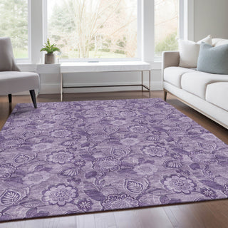Piper Looms Chantille Floral ACN1939 Plum Machine Washable Area Rug Lifestyle Image Feature