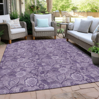 Piper Looms Chantille Floral ACN1939 Plum Machine Washable Area Rug Outdoor Lifestyle Image Feature