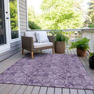 Piper Looms Chantille Floral ACN1939 Plum Machine Washable Area Rug Outdoor Lifestyle Image Feature