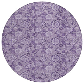 Piper Looms Chantille Floral ACN1939 Plum Machine Washable Area Rug Round Main Image