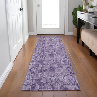 Piper Looms Chantille Floral ACN1939 Plum Machine Washable Area Rug Runner Lifestyle Image Feature
