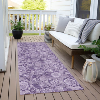 Piper Looms Chantille Floral ACN1939 Plum Machine Washable Area Rug Runner Outdoor Lifestyle Image Feature