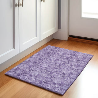 Piper Looms Chantille Floral ACN1939 Plum Machine Washable Area Rug Scatter Lifestyle Image Feature