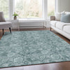 Piper Looms Chantille Floral ACN1939 Teal Machine Washable Area Rug Lifestyle Image Feature