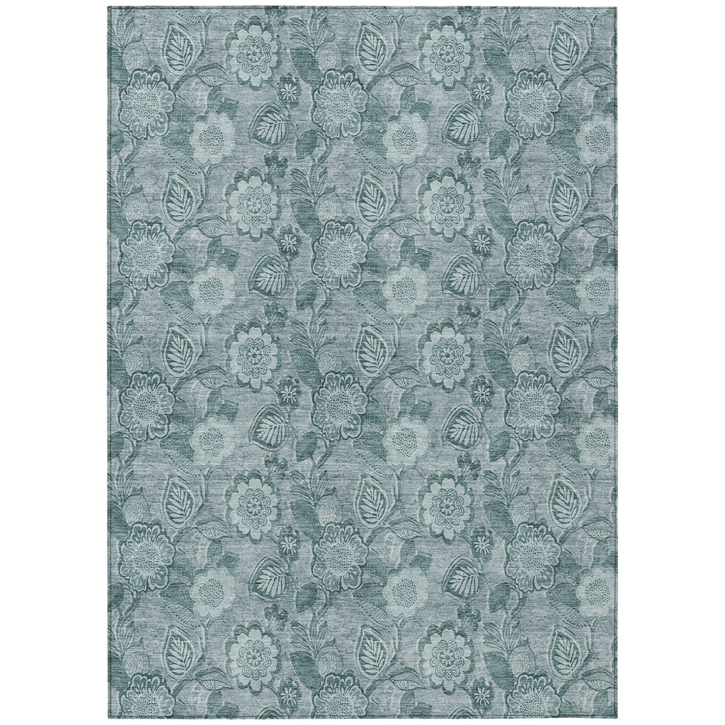 Piper Looms Chantille Floral ACN1939 Teal Machine Washable Area Rug main image