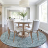 Piper Looms Chantille Floral ACN1939 Teal Machine Washable Area Rug Round Lifestyle Image Feature
