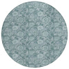 Piper Looms Chantille Floral ACN1939 Teal Machine Washable Area Rug Round Main Image