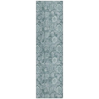 Piper Looms Chantille Floral ACN1939 Teal Machine Washable Area Rug Runner Main Image