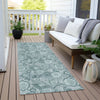 Piper Looms Chantille Floral ACN1939 Teal Machine Washable Area Rug Runner Outdoor Lifestyle Image Feature