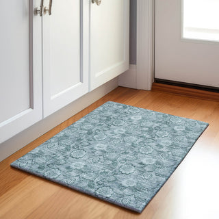 Piper Looms Chantille Floral ACN1939 Teal Machine Washable Area Rug Scatter Lifestyle Image Feature