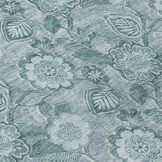 Piper Looms Chantille Floral ACN1939 Teal Machine Washable Area Rug Swatch Image