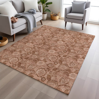 Piper Looms Chantille Floral ACN1939 Terracotta Machine Washable Area Rug Lifestyle Image Feature