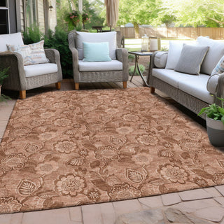 Piper Looms Chantille Floral ACN1939 Terracotta Machine Washable Area Rug Outdoor Lifestyle Image Feature