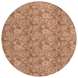 Piper Looms Chantille Floral ACN1939 Terracotta Machine Washable Area Rug Round Main Image