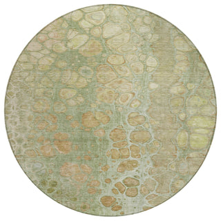 Piper Looms Chantille Abstract ACN1940 Aloe Machine Washable Area Rug Round Main Image