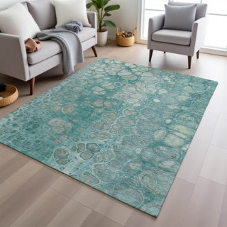 Piper Looms Chantille Abstract ACN1940 Aqua Machine Washable Area Rug Lifestyle Image Feature