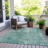 Piper Looms Chantille Abstract ACN1940 Aqua Machine Washable Area Rug Outdoor Lifestyle Image Feature