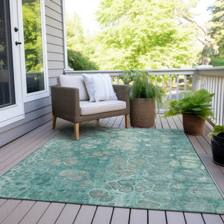 Piper Looms Chantille Abstract ACN1940 Aqua Machine Washable Area Rug Outdoor Lifestyle Image Feature