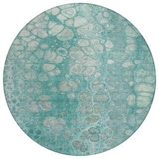 Piper Looms Chantille Abstract ACN1940 Aqua Machine Washable Area Rug Round Main Image