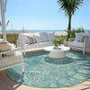 Piper Looms Chantille Abstract ACN1940 Aqua Machine Washable Area Rug Round Outdoor Lifestyle Image Feature