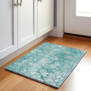 Piper Looms Chantille Abstract ACN1940 Aqua Machine Washable Area Rug Scatter Lifestyle Image Feature