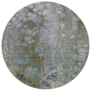 Piper Looms Chantille Abstract ACN1940 Brown Machine Washable Area Rug Round Main Image