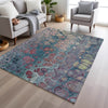 Piper Looms Chantille Abstract ACN1940 Teal Machine Washable Area Rug Lifestyle Image Feature
