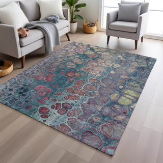 Piper Looms Chantille Abstract ACN1940 Teal Machine Washable Area Rug Lifestyle Image Feature