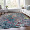 Piper Looms Chantille Abstract ACN1940 Teal Machine Washable Area Rug Lifestyle Image Feature
