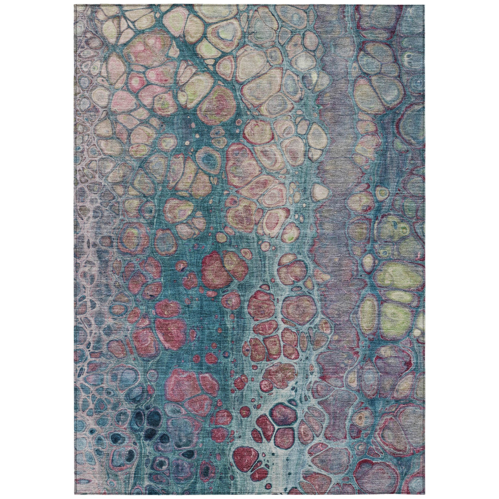 Piper Looms Chantille Abstract ACN1940 Teal Machine Washable Area Rug main image