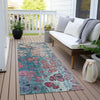 Piper Looms Chantille Abstract ACN1940 Teal Machine Washable Area Rug Runner Outdoor Lifestyle Image Feature