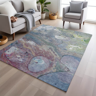 Piper Looms Chantille Abstract ACN1941 Blue Machine Washable Area Rug Lifestyle Image Feature