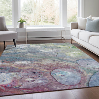 Piper Looms Chantille Abstract ACN1941 Blue Machine Washable Area Rug Lifestyle Image Feature