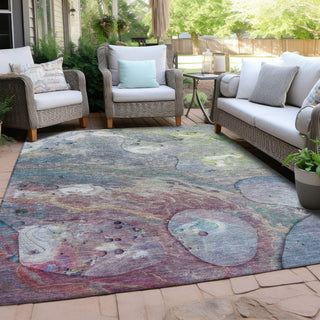 Piper Looms Chantille Abstract ACN1941 Blue Machine Washable Area Rug Outdoor Lifestyle Image Feature