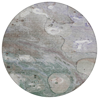 Piper Looms Chantille Abstract ACN1941 Khaki Machine Washable Area Rug Round Main Image