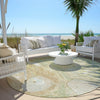 Piper Looms Chantille Abstract ACN1941 Linen Machine Washable Area Rug Round Outdoor Lifestyle Image Feature