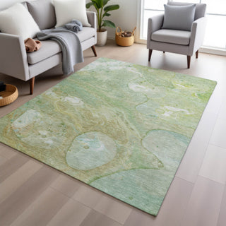 Piper Looms Chantille Abstract ACN1941 Sage Machine Washable Area Rug Lifestyle Image Feature