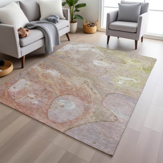 Piper Looms Chantille Abstract ACN1941 Salmon Machine Washable Area Rug Lifestyle Image Feature