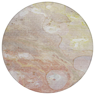Piper Looms Chantille Abstract ACN1941 Salmon Machine Washable Area Rug Round Main Image