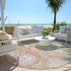 Piper Looms Chantille Abstract ACN1941 Salmon Machine Washable Area Rug Round Outdoor Lifestyle Image Feature