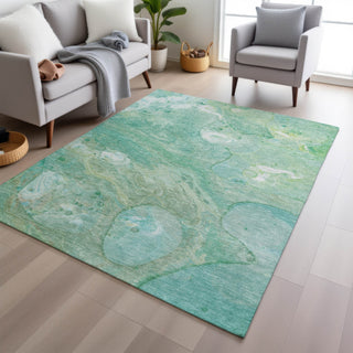 Piper Looms Chantille Abstract ACN1941 Teal Machine Washable Area Rug Lifestyle Image Feature